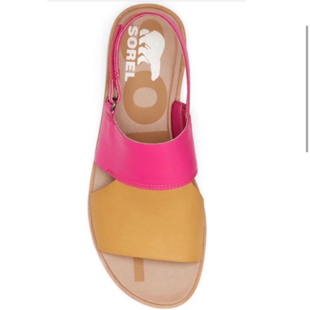Sorel Women's Pink and Mustard Two-Tone Slingback Sandal New Never Worn